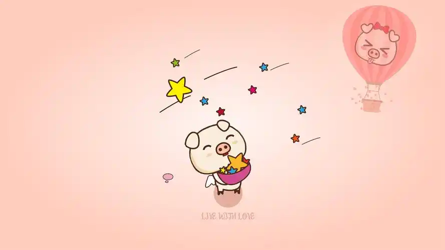 唯美简约可爱卡通哼哼猪桌面壁纸下载高清大图预览1600x900_卡通动漫