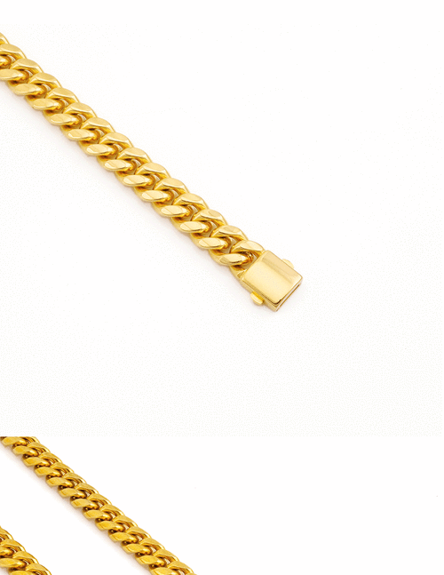 龙虾扣珠宝扣多款扣头古巴链 镀金色不锈钢男士项链街头休闲饰品