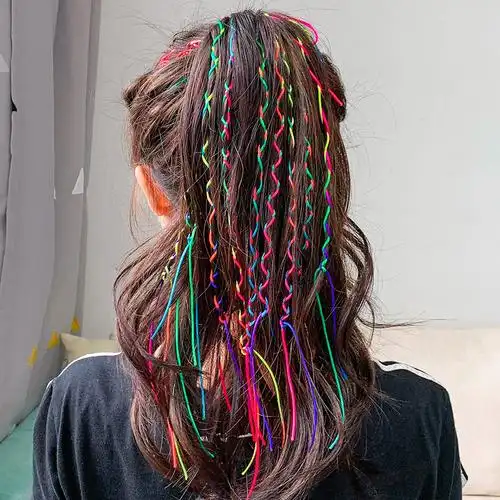 编发彩绳七彩发带脏辫绳扎头发丝带网红彩带发饰