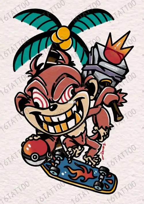 十二生肖猴子纹身手稿