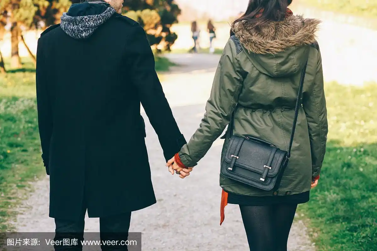 手牵手,背面视角,青年伴侣,留白,女朋友
