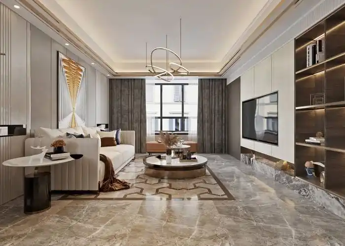 10万120平米现代三房装修效果图,现代轻奢装修案例效果图-齐家装修网