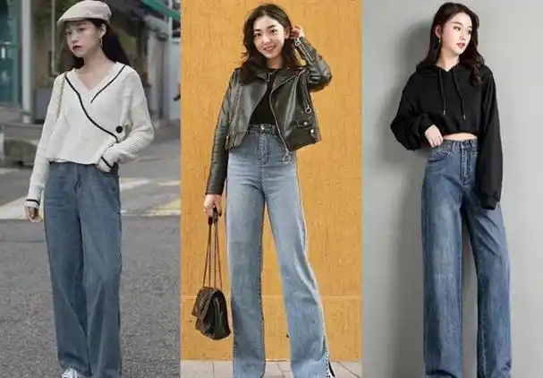 在冬天怎么用宽松牛仔裤搭配时髦造型阔腿牛仔裤配什么上衣牛仔阔腿裤