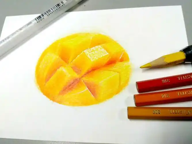 零基础学手绘|简单的彩铅水果——芒果