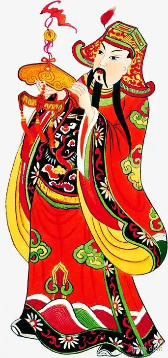 中国画禄星神仙中秋png素材透明免抠图片-漂浮元素