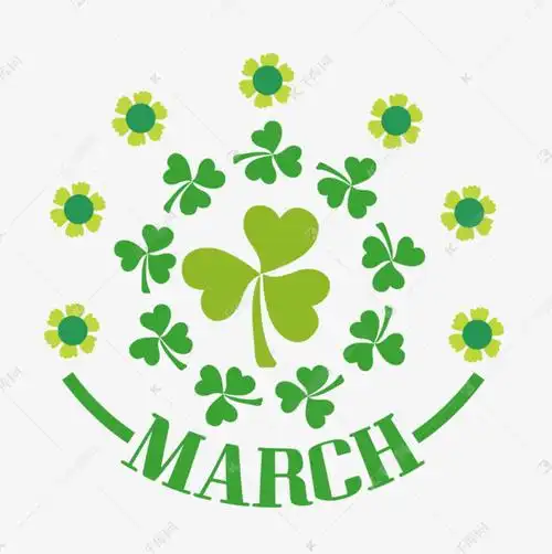 手绘卡通march四叶草svg字体