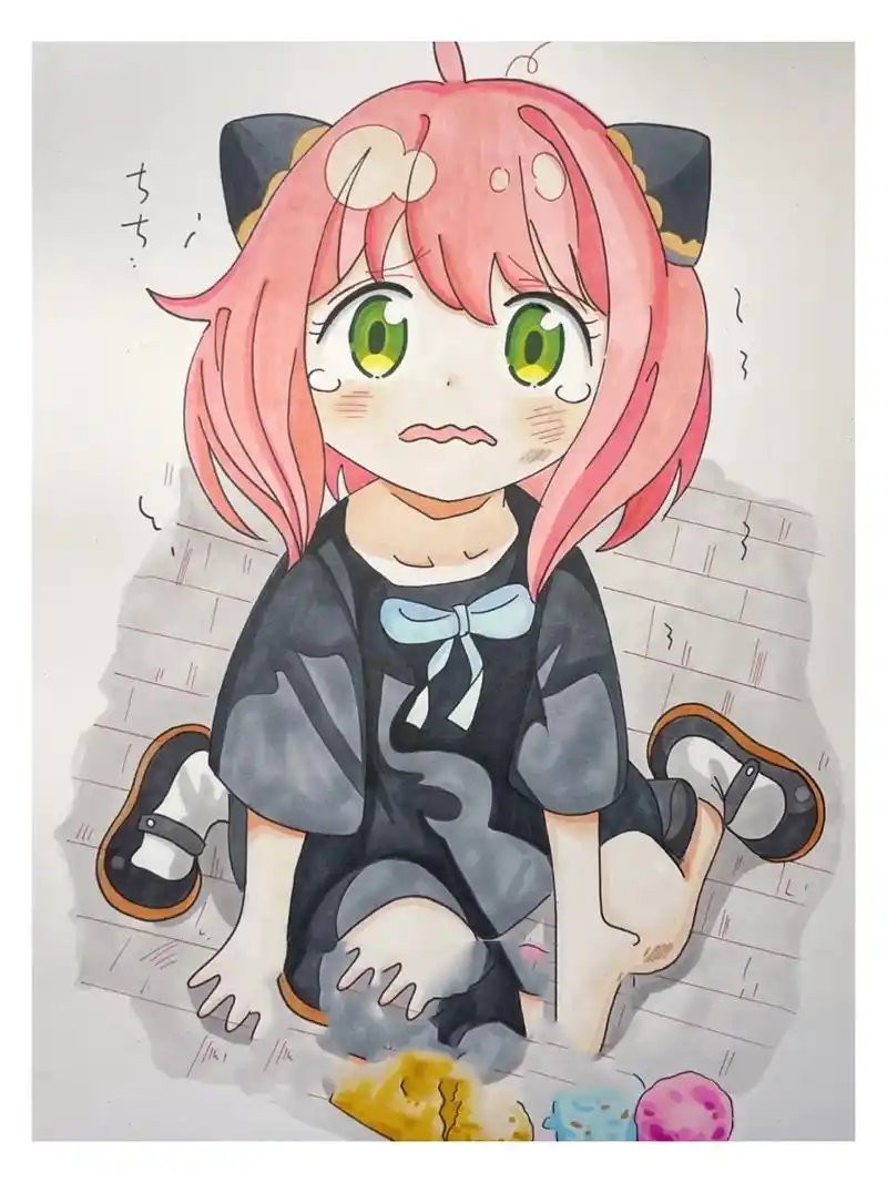 马克笔手绘/动漫人物女生/二次元/阿尼亚
