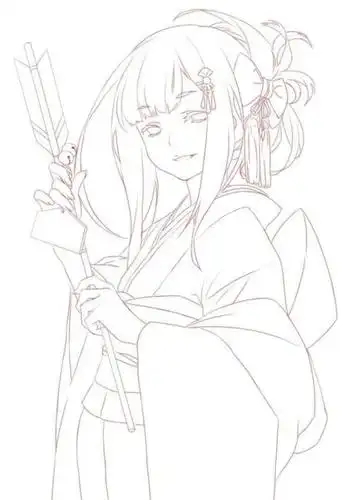 少女古风发型简笔画