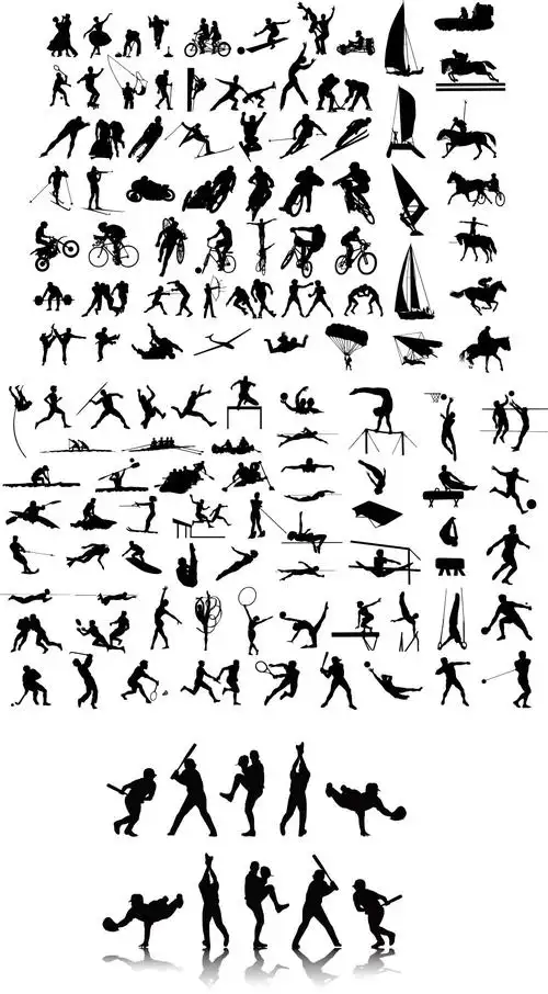 各种体育运动动作剪影矢量素材大全