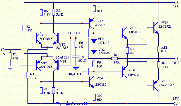 求100w的音箱功放电路图