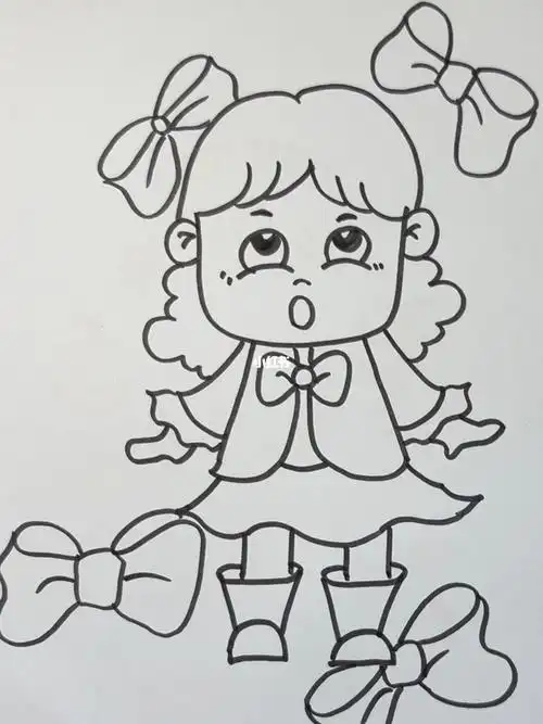可爱小女孩简笔画