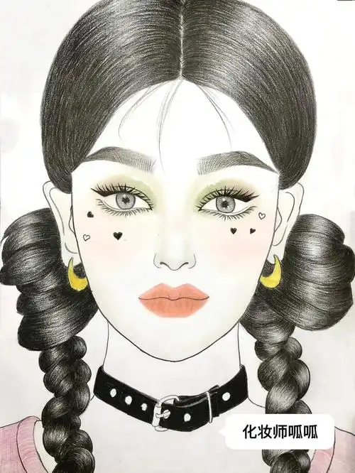 美人图  #彩铅美人图  #欧美妆  #化妆绘画美人图  #轻欧美妆