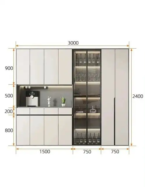 尺寸图参考,安装后美观大方,让你倍有面子|收纳|柜门|抽屉|餐区|酒柜