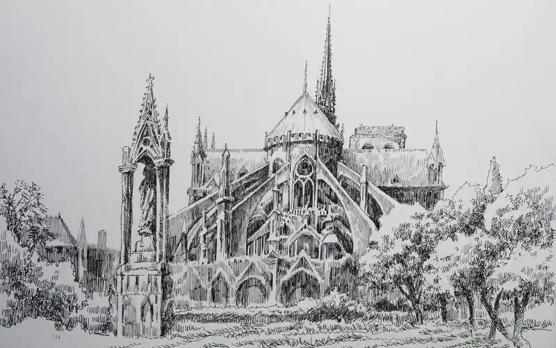 速写-纪念一下巴黎圣母院-上