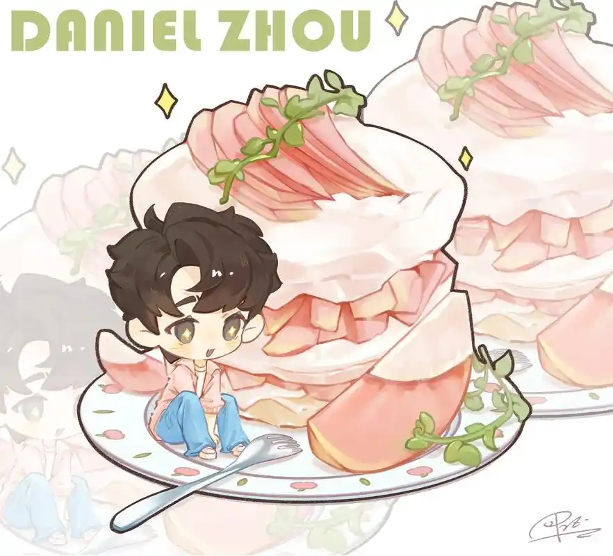 水蜜桃妞宝.#绘画 #q版人物 #绘画过程  #周柯宇 #摸 - 抖音