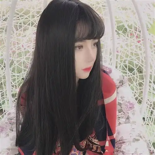 热销假发女长直发空气刘海长发齐腰_网红流行学生女长直发空气薄刘海