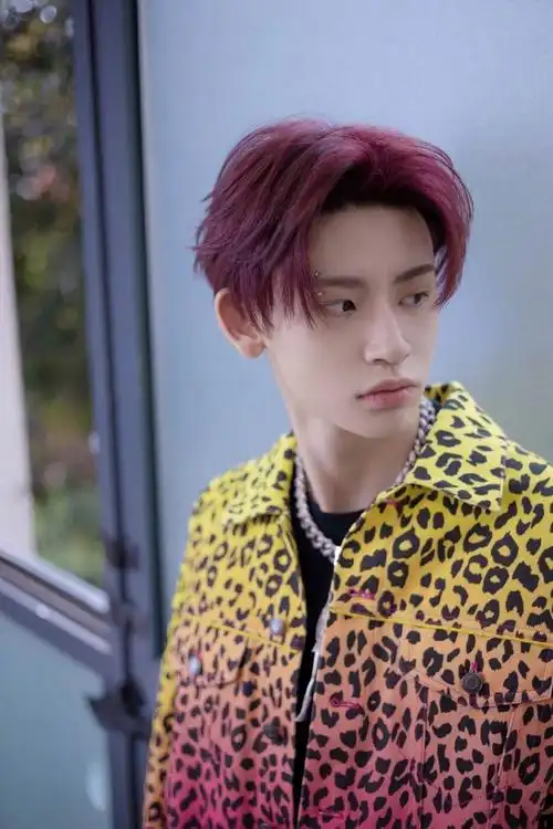 小鬼王琳凯粉黄豹纹夹克时尚酷帅写真图片