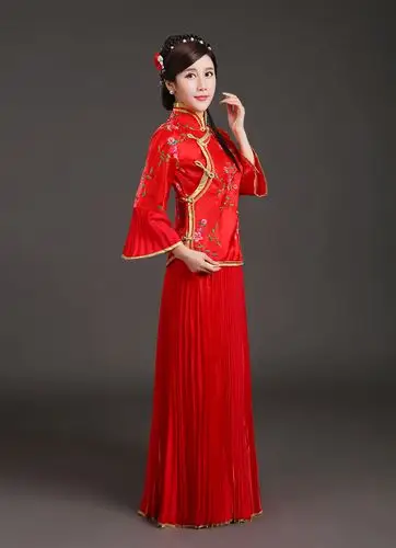 古装民国中式婚礼姐妹小凤仙戏服古筝演出服angelababy秀禾伴娘服