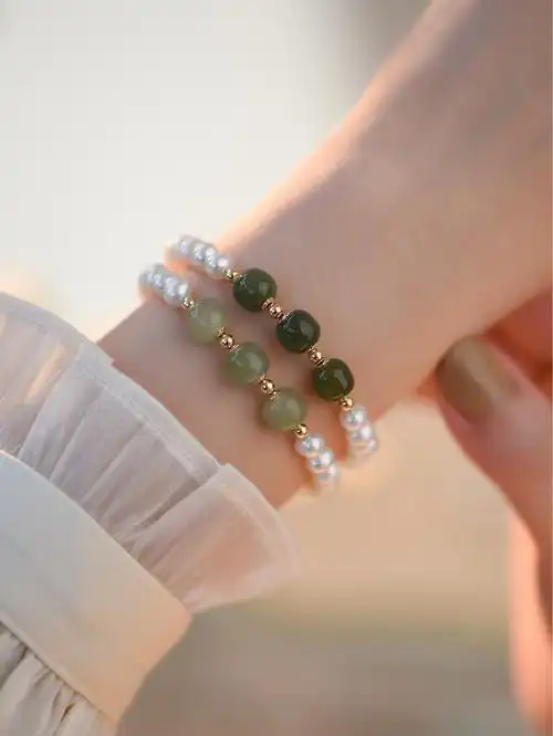 猫眼碧玉淡水珍珠手链女韩版时尚气质网红闺蜜手链异形珍珠手串