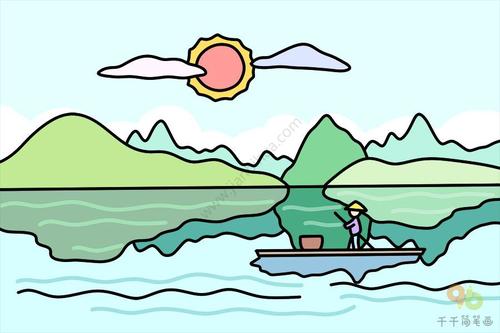 景色宜人的山水简笔画