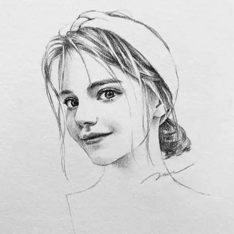 图片大全动漫人物素描绘画图片大全工笔人物画——美丽的女同志人像素