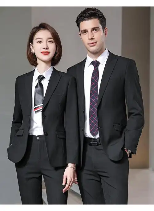 佳昭 职业定制西装男女同款套装2021新品修身教师面试正装售楼部置业