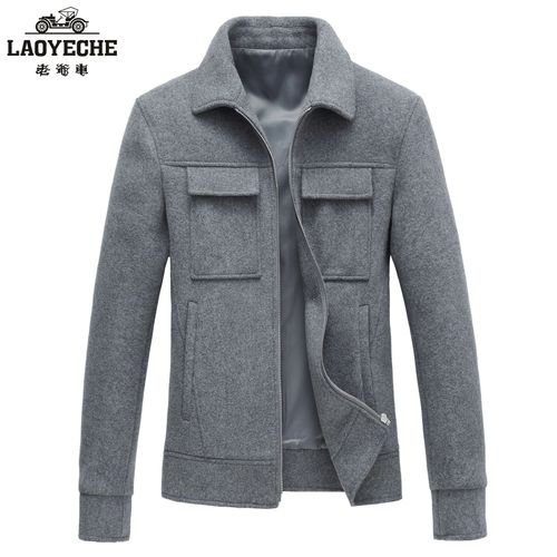 羊绒大衣男短款2019新款帅气商务休闲毛呢外套男士翻领风衣外套