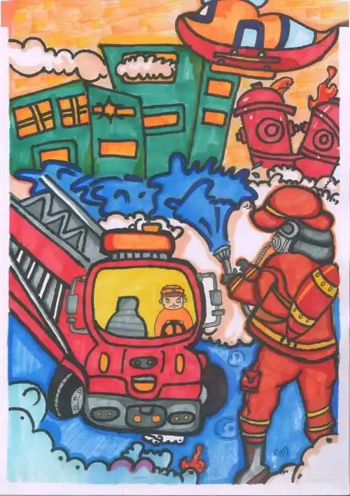 "童心画安全"防灾减灾绘画征集大赛作品展播(四)_画笔_少儿_祁炳琦