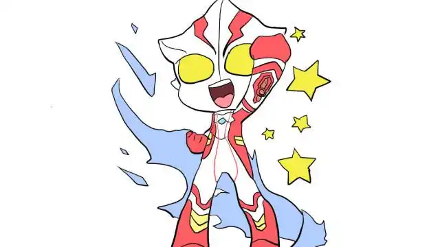 开心的梦比优斯奥特曼儿童卡通简笔画