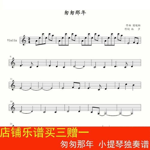 匆匆那年 小提琴独奏谱 流行曲谱 c调乐谱 高清4页