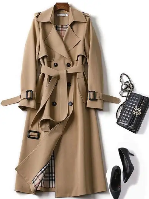 气质风衣女中长款女装秋冬季新款大码韩版流行英伦风过膝大衣外套