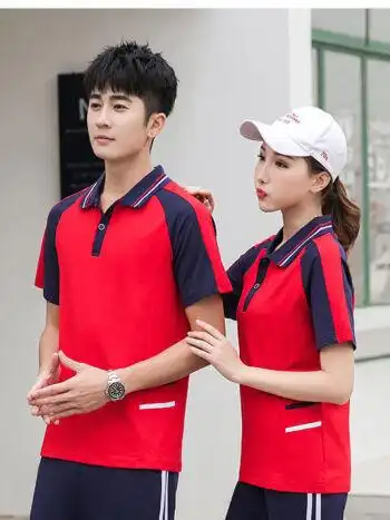 校服套装夏季运动会团体服男女短袖长裤两件套高中生班服sn0768红色