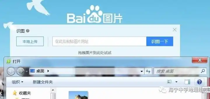 打开百度识图,"本地上传"本张图片