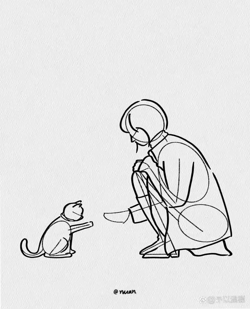 ins风极简手绘黑白简笔画no.