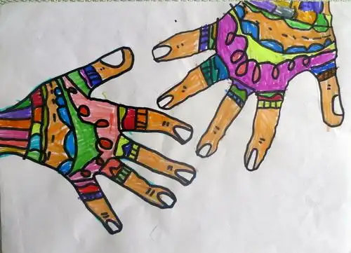 《趣味装饰画:手》/少儿绘画作品/儿童画/网络美术馆_中国少儿美术