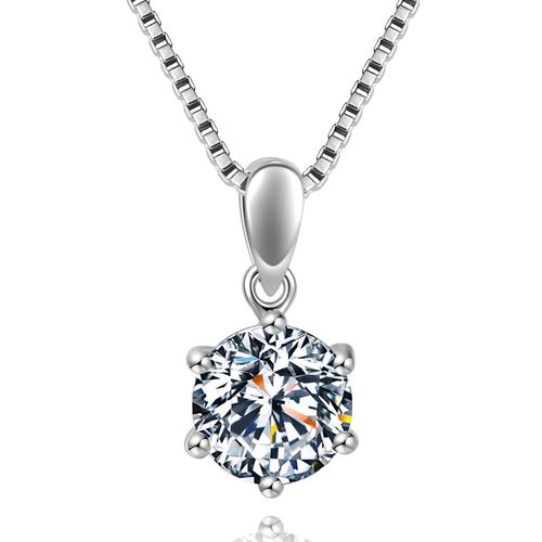 18k一克拉进口美国可美吊坠钻石仿真纯银克拉项链