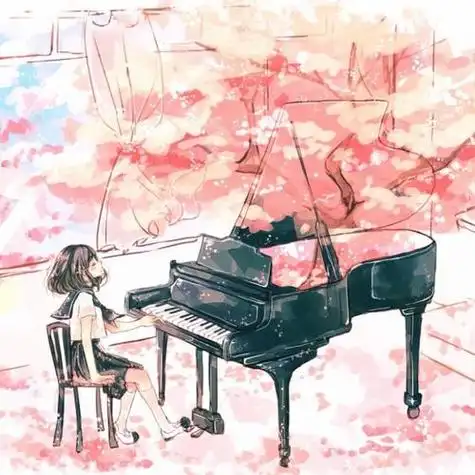 古典钢琴动漫女生头像图片