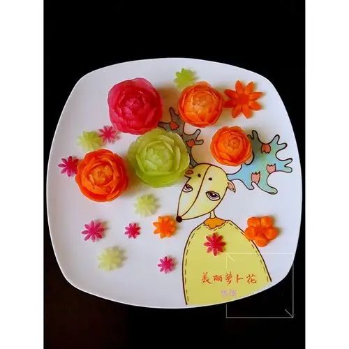 淡淡小小厨做的胡萝卜花盘饰拼盘摆盘有步骤