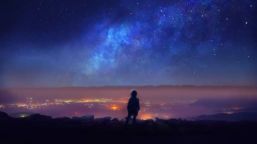 一个女生观望星空桌面壁纸壁纸