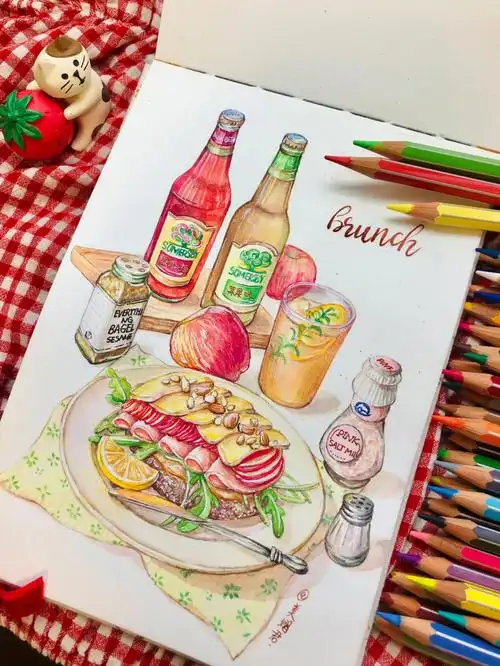 手绘美食giotto水溶性彩铅