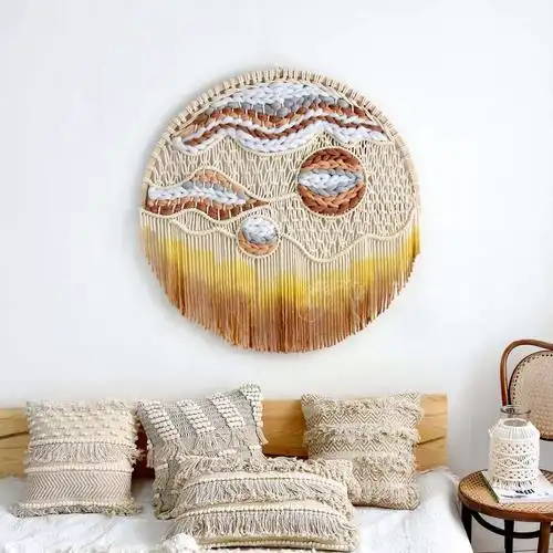 挂毯电表装饰民宿装饰画壁挂圆形绿洲编织手工挂毯