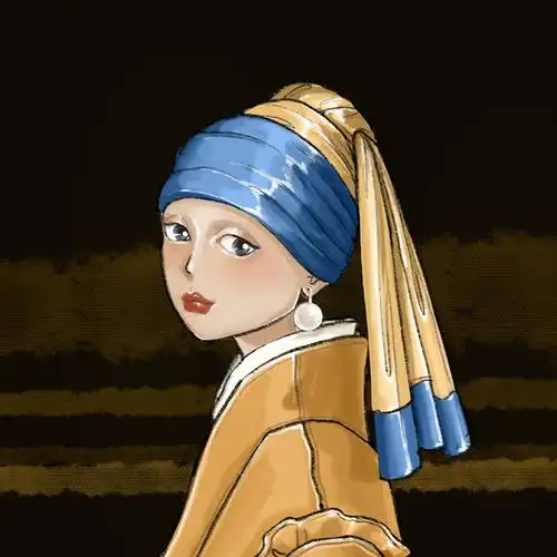 『时尚人物插画』戴珍珠耳环的少女