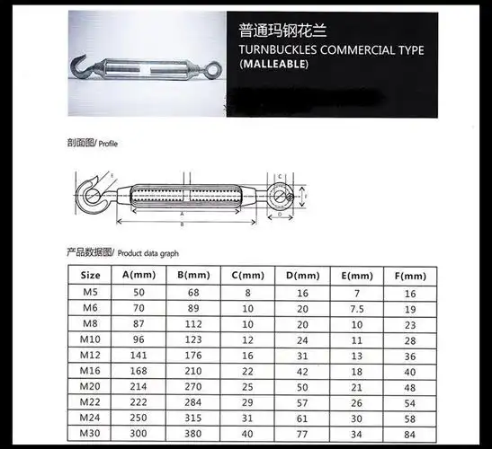 【厂家直销】玛钢花兰螺丝 花篮螺栓 紧线器索具拉紧器花篮螺丝