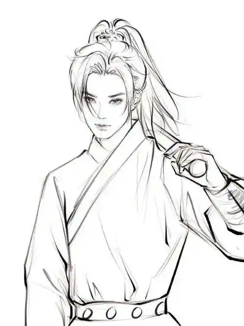 古风男子手绘线稿,临摹学画