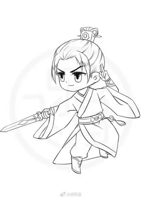 q版人物古风简笔画武侠