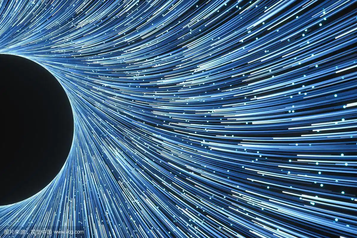 高密度蓝色渐变流动线条 三维渲染