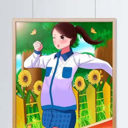 原创手绘插画毕业季青春再见系列学生在跑步