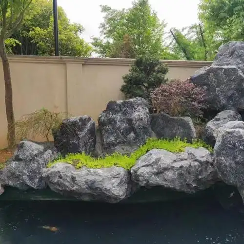 庭院黑山石假山流水,湖北庭院黑山石假山,庭院小假山石批发