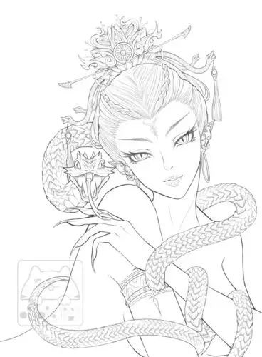 古风线稿 ▏《山海经》里的妖男艳女