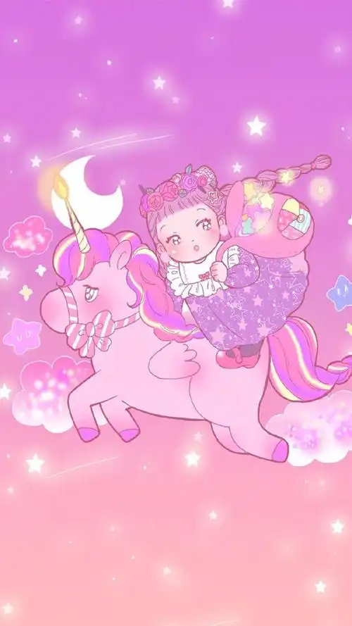 粉嫩少女心可爱卡通图片手机壁纸